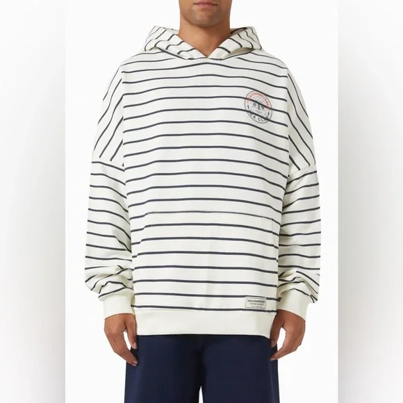 NWT THE GIVING MOVEMENT STRIPPED LOGO HOODIE IN ORGANIC COTTON blend s 2XL MEN